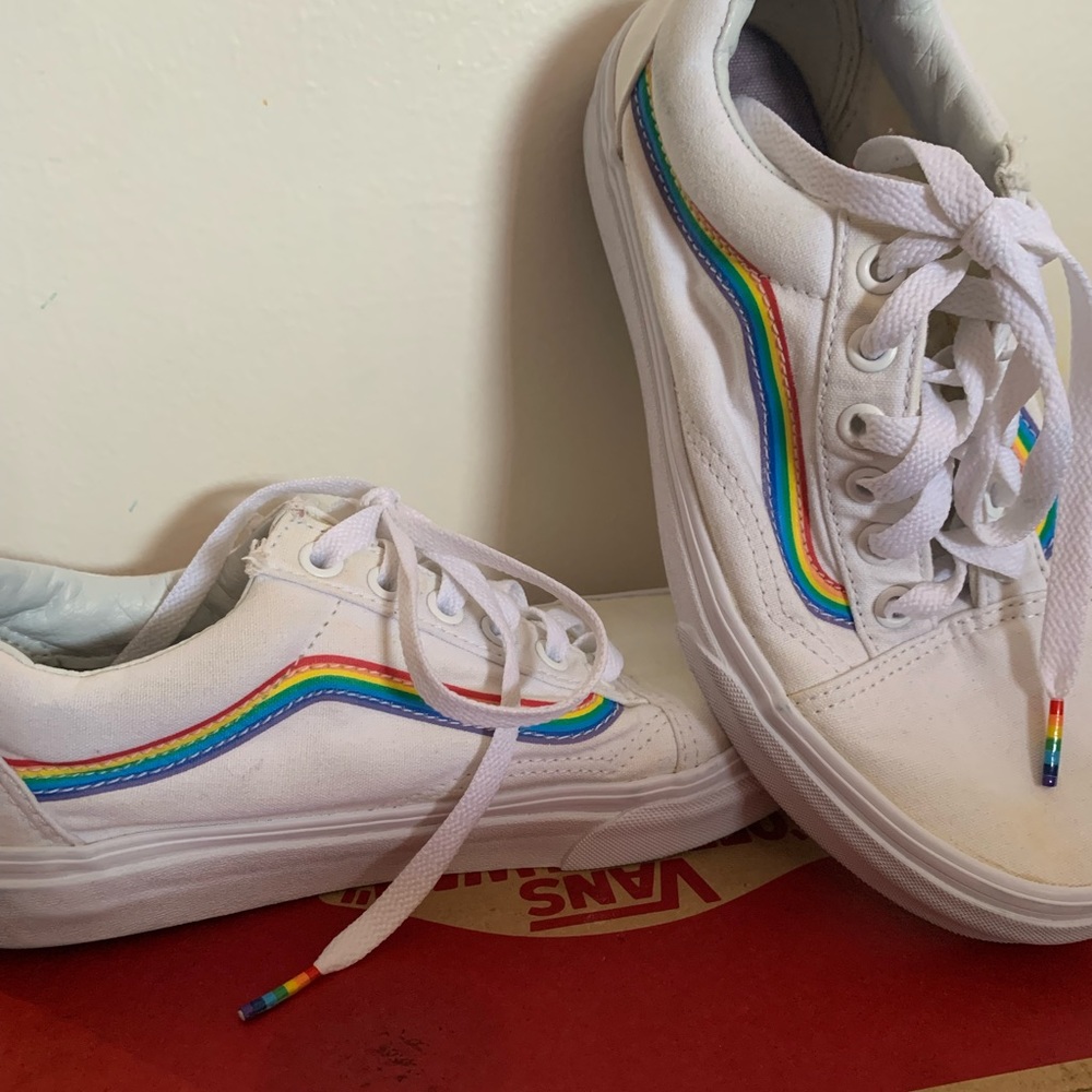 VANS limited pride edition. white womens size 7
